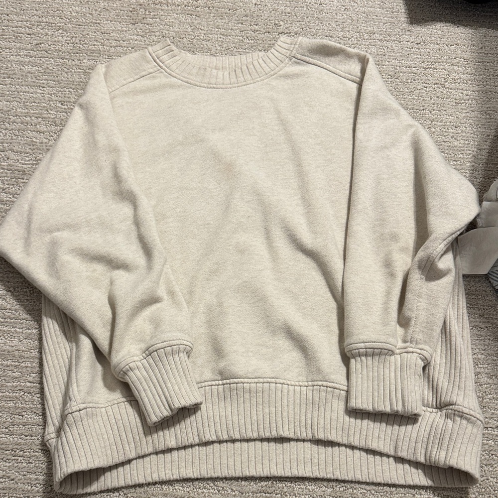 Aerie Cream Crew Neck Sweater